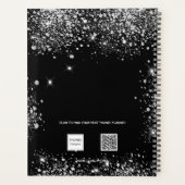 Zwarte zilverglittermonogram initialen planner (Achterkant)