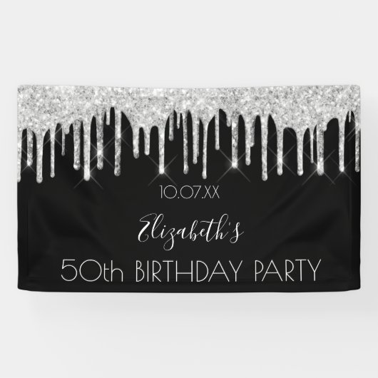 Zwarte zilverglitterspleitten spandoek (Horizontaal)