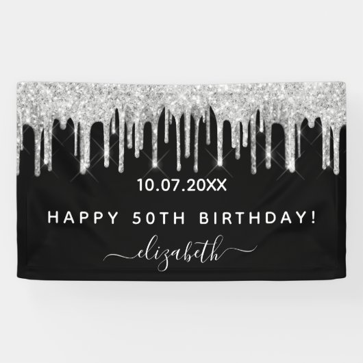 Zwarte zilverglitterspleitten spandoek (Horizontaal)