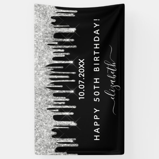 Zwarte zilverglitterspleitten spandoek (Verticaal)