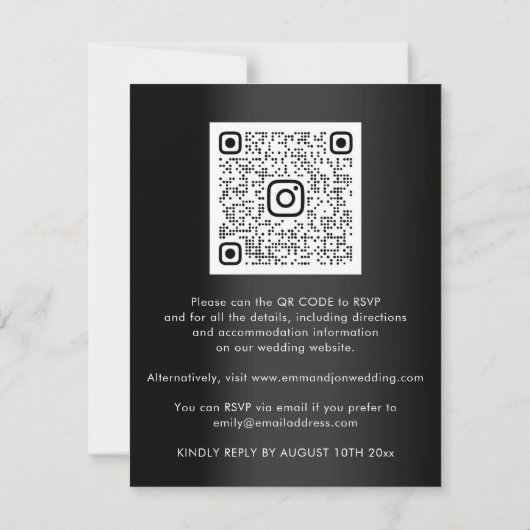 Zwarte Zilverige Glitter Wave QR-code (Achterkant)