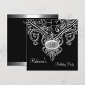  zwarte zilverjuwelen 21ste legant geboortedag 2 kaart (Voorkant / Achterkant)