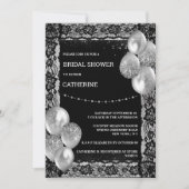 Zwarte zilverkleurige diamantschimmelballon kaart (Voorkant)