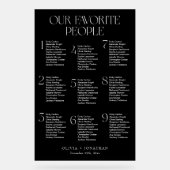 Zwarte Zitting Grafiek Huwelijk 9 Tafels Acryl Tek Bord (Voorkant)