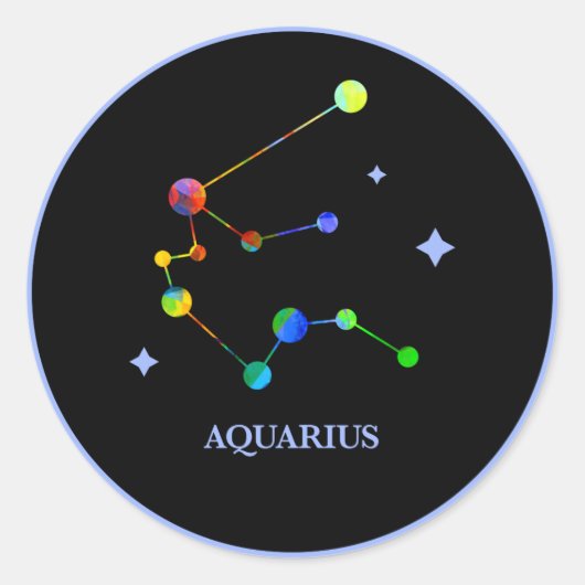 Zwarte Zodiac Aquarius Rainbow Sticker (Voorkant)