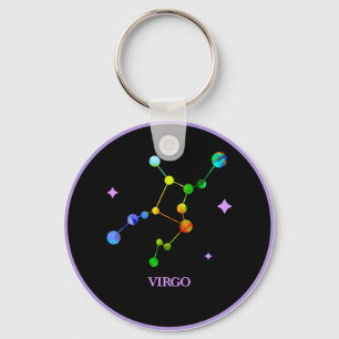 Zwarte zodiac Virgo Rainbow Sleutelhanger