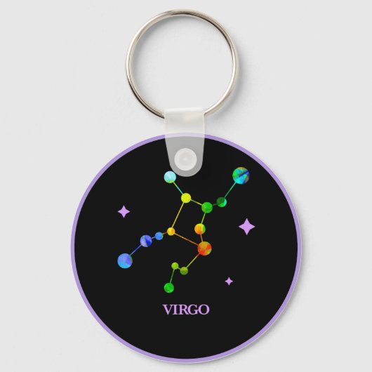 Zwarte zodiac Virgo Rainbow Sleutelhanger (Voorkant)