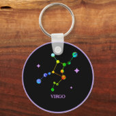 Zwarte zodiac Virgo Rainbow Sleutelhanger (Voorkant)