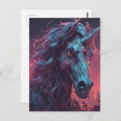 Zwarte Zombie Eenhoorn Briefkaart (Voorkant / Achterkant)