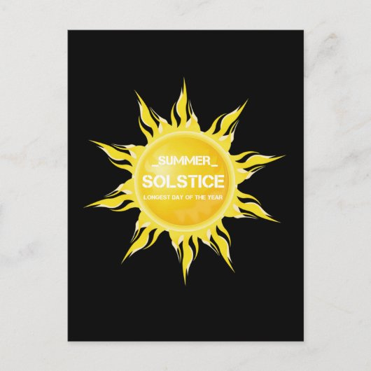 Zwarte zomerzonnewende de langste dag van het jaar briefkaart (Voorkant)