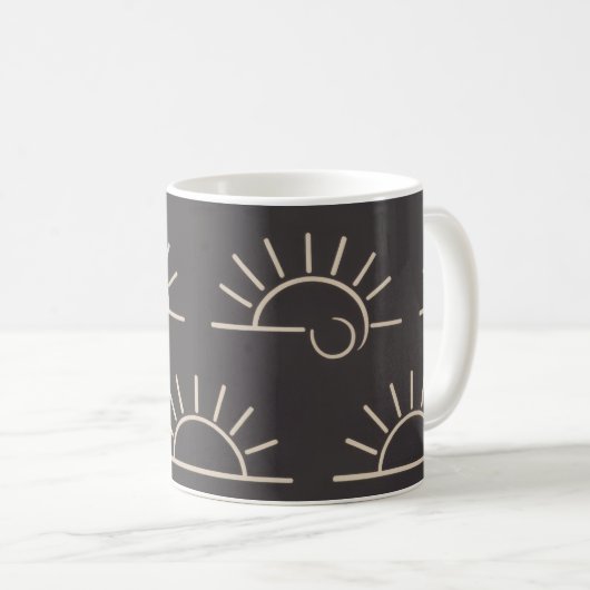 Zwarte Zon Kussen | Modern Koffiemok (Voorkant rechts)