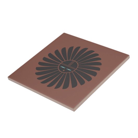 Zwarte zon op Terracotta Tile Tegeltje (Zijkant)