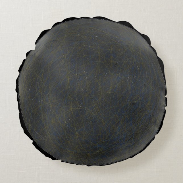 Zwarte Zon  Rond Kussen (Voorkant)