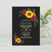 Zwarte zonnebloem Burgundy Roos Weddenschap Kaart (Staand voorkant)