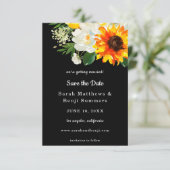 Zwarte Zonnebloem en witte Floral sparen Datum V2 Save The Date (Staand voorkant)