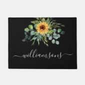 Zwarte zonnebloem-eucalyptusgrienernaamscript deurmat (Voorkant)