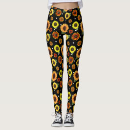 Zwarte  zonnebloemen — Pokts Leggings