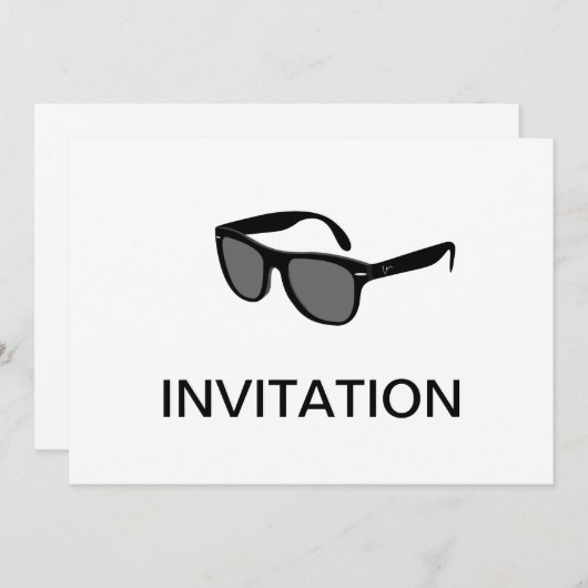Zwarte zonnebril Uitnodiging (Voorkant / Achterkant)