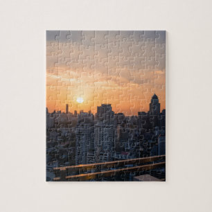 Zwarte zonnepanorama van Bangkok Legpuzzel