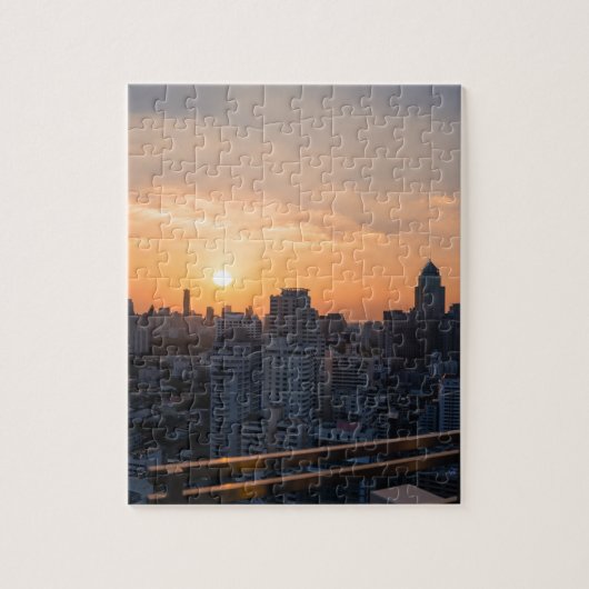 Zwarte zonnepanorama van Bangkok Legpuzzel (Verticaal)