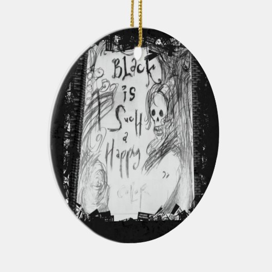 zwarte zulk een gelukkige kleur keramisch ornament (Rechts)