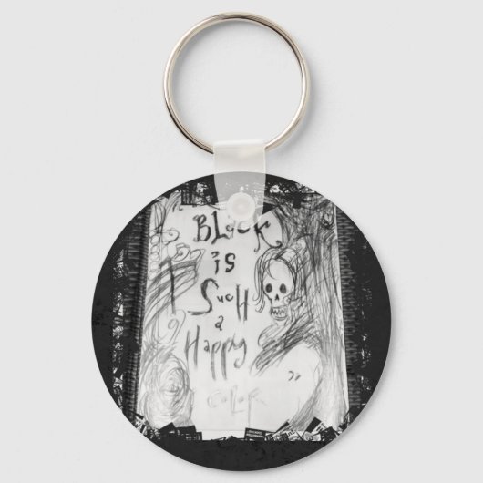 zwarte zulk een gelukkige kleur sleutelhanger (Voorkant)