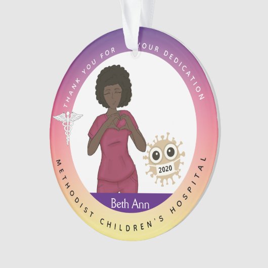 Zwarte zuster, medische kerstversieringen ornament (voorkant)