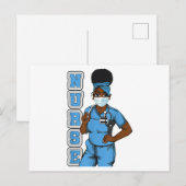 Zwarte zuster, uniform gezichtsmasker Afro Afrikaa Aankondigingskaart (Voorkant / Achterkant)