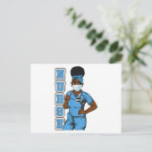 Zwarte zuster, uniform gezichtsmasker Afro Afrikaa Aankondigingskaart (Staand voorkant)