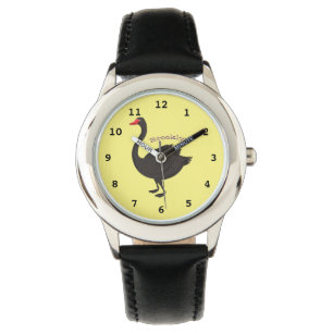 Zwarte zwaan cartoon illustratie  horloge