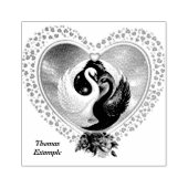 Zwarte zwaan en een witte zwaan rubberstempel (Afrduk)