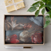 Zwarte Zwaan met Gouden Kroon Rode Bloemen Decoupa Tissuepapier (Geschenk)