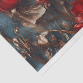 Zwarte Zwaan met Gouden Kroon Rode Bloemen Decoupa Tissuepapier (Detail)