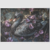 Zwarte zwaan met Paarse bloemen Decoupage Tissuepapier (Voorkant)