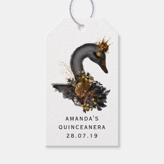 Zwarte Zwaan Quinceañera Cadeaulabel (Voorkant)