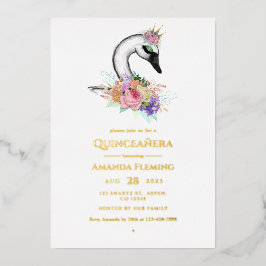 Zwarte Zwaan Quinceañera Folie Uitnodiging