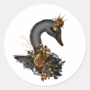 Zwarte Zwaan Ronde Sticker
