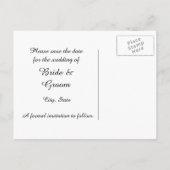 Zwarte Zwaan Save the Date-ansichtkaart Aankondigingskaart (Achterkant)