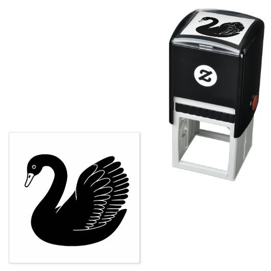 Zwarte zwaan vleugels omhoog  zelfinktende stempel (In situ)