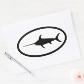 Zwarte zwaardvis ovale Sticker (Envelop)