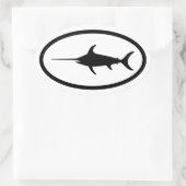 Zwarte zwaardvis ovale Sticker (Tas)