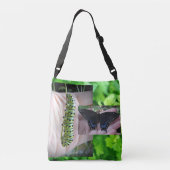 Zwarte zwaluwstaart rupsband/vlinder crossbody tas (Achterkant)