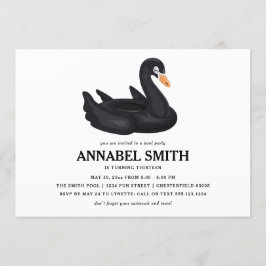 Zwarte Zwan Float Birthday Pool Party Kaart