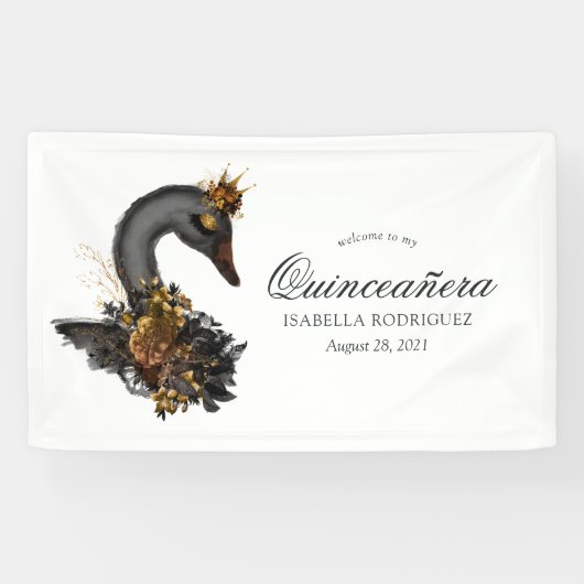Zwarte Zwan Quinceañera Spandoek (Horizontaal)