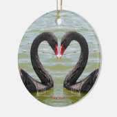 Zwarte zwanen in hartvorm keramisch ornament (Links)
