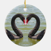 Zwarte zwanen in hartvorm keramisch ornament (Achterkant)
