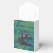 Zwarte Zwanen Zwemmen Bruiloft Favor Boxen Bedankdoosjes (Geopend)