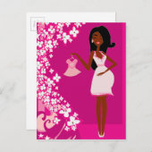 zwarte zwangere vrouw aankondigingskaart (Voorkant / Achterkant)