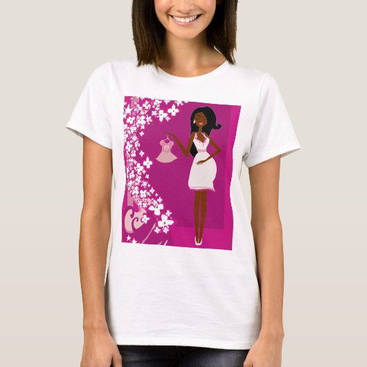 zwarte zwangere vrouw t-shirt (Voorkant)