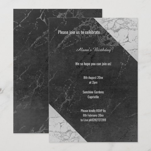 ZWARTE ZWARE GRAY SPLIT ALLE OMZETTING BIRTHDAAG KAART (Voorkant / Achterkant)